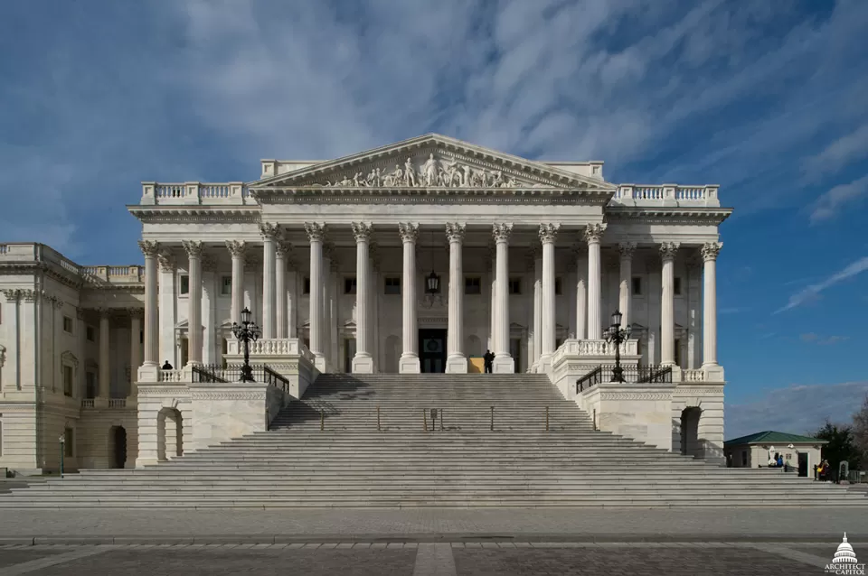 View of the Senate wing's pediment, \
