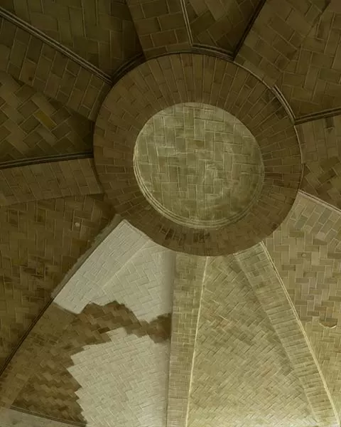 After workers sprayed a latex poultice on the tiles and let it dry, the poultice adhered to the accumulated dirt and dust. Once the latex was peeled back, it revealed the original color of the Guastavino tile.