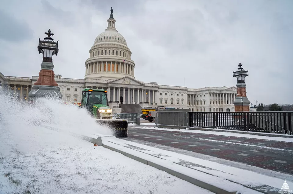 Clearing snow in front of the U.S. Capitol in January 2018.