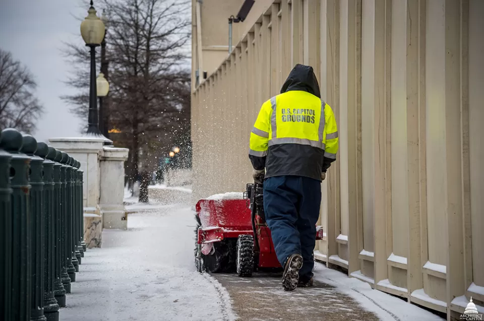 Capitol Grounds snow removal in January 2018.