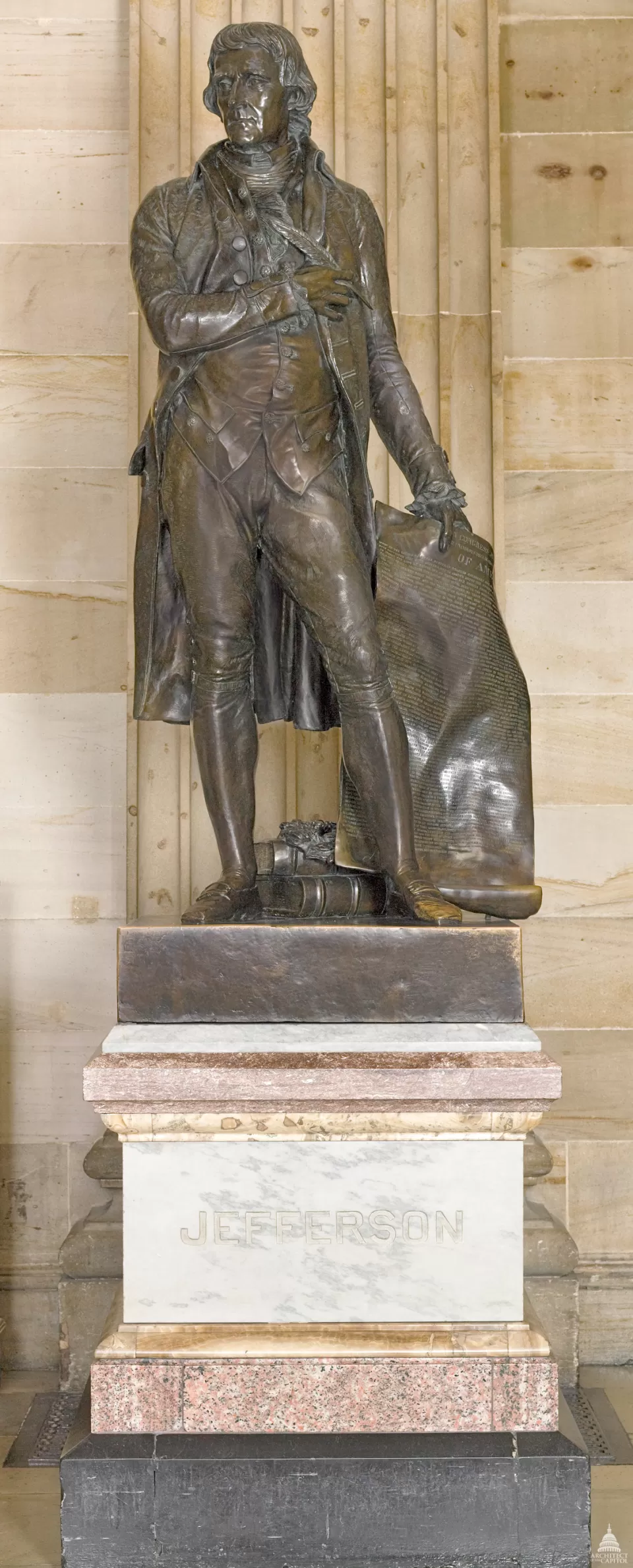 Statue of Thomas Jefferson in the U.S. Capitol Rotunda.
