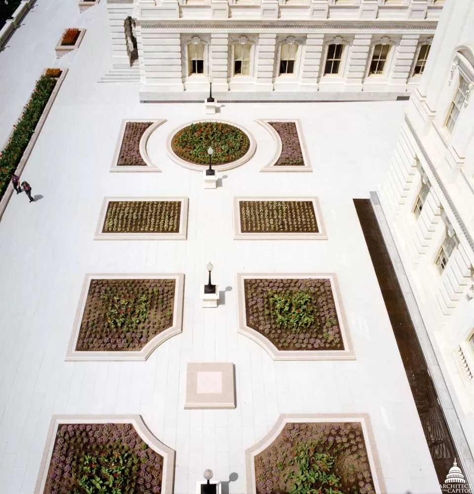 A roof now covers the U.S. Capitol courtyard areas.