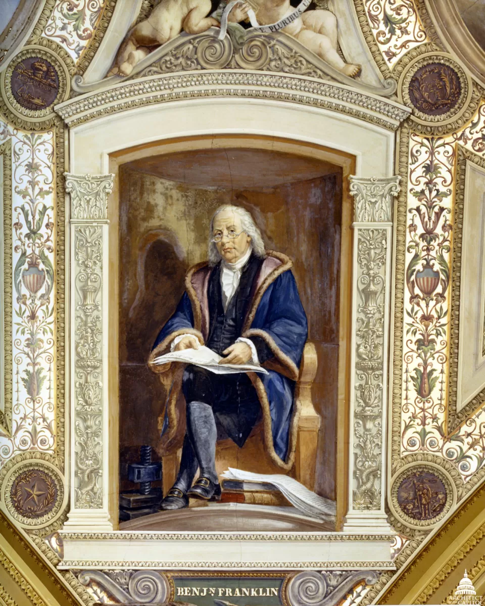 Benjamin Franklin portrait in the President's Room in the Senate Wing of the Capitol.