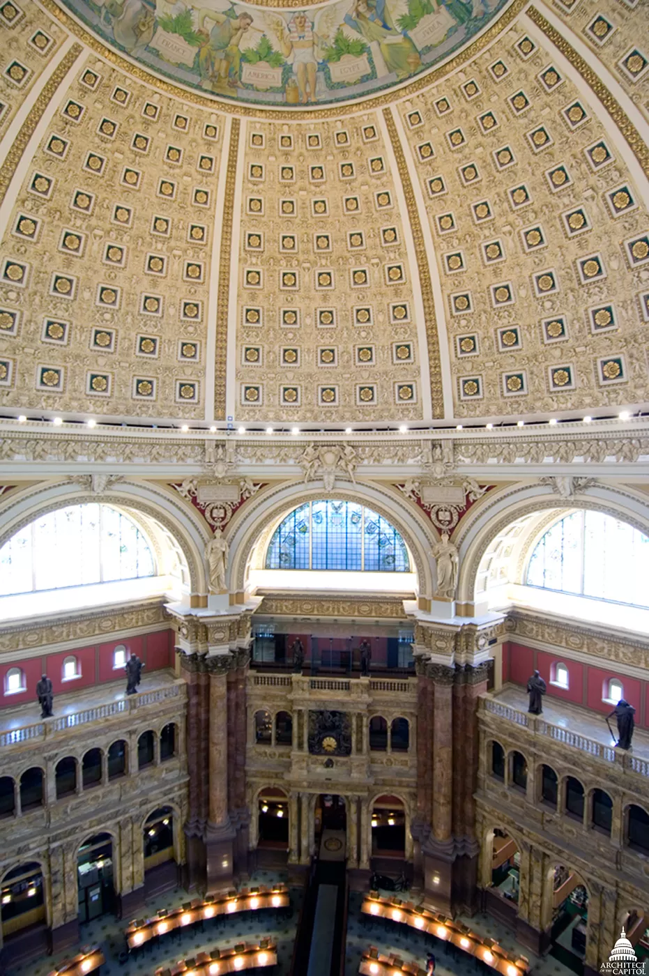 The Main Reading Room of the Library of Congress Thomas Jefferson Building.