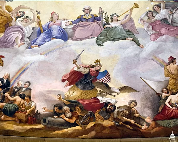 Constantino Brumidi, War detail from the Apotheosis of Washington, 1865.