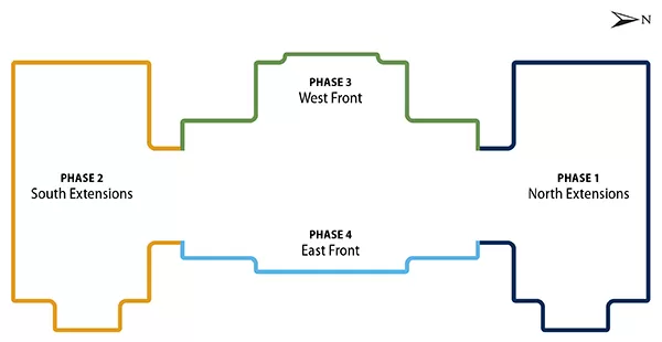 Phase map for the U.S. Capitol exterior preservation project and stone work.