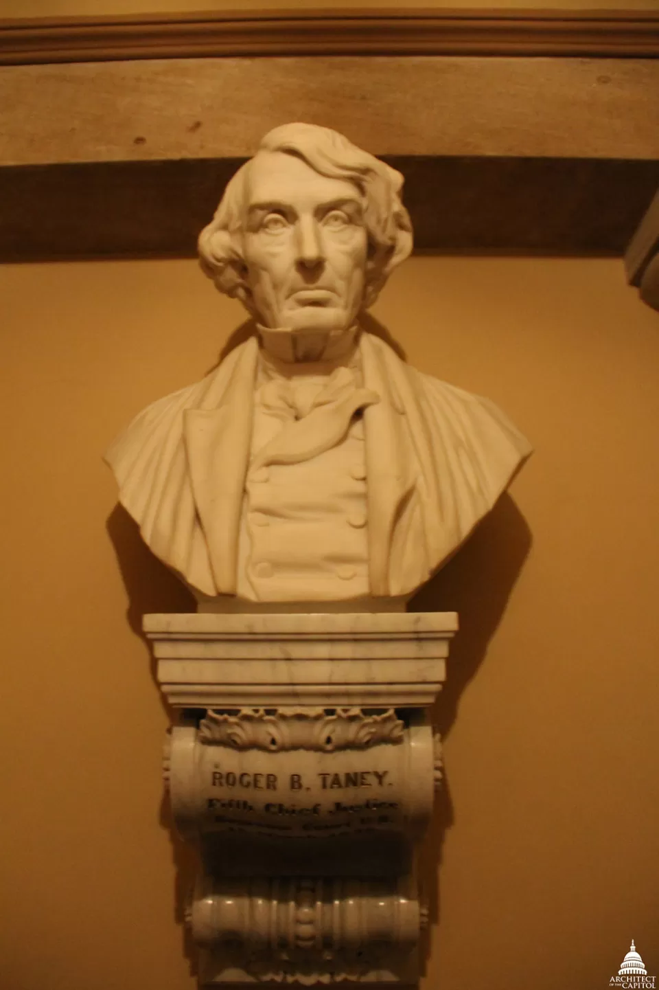 Bust of Roger B. Taney in the Old Supreme Court Chamber of the U.S. Capitol