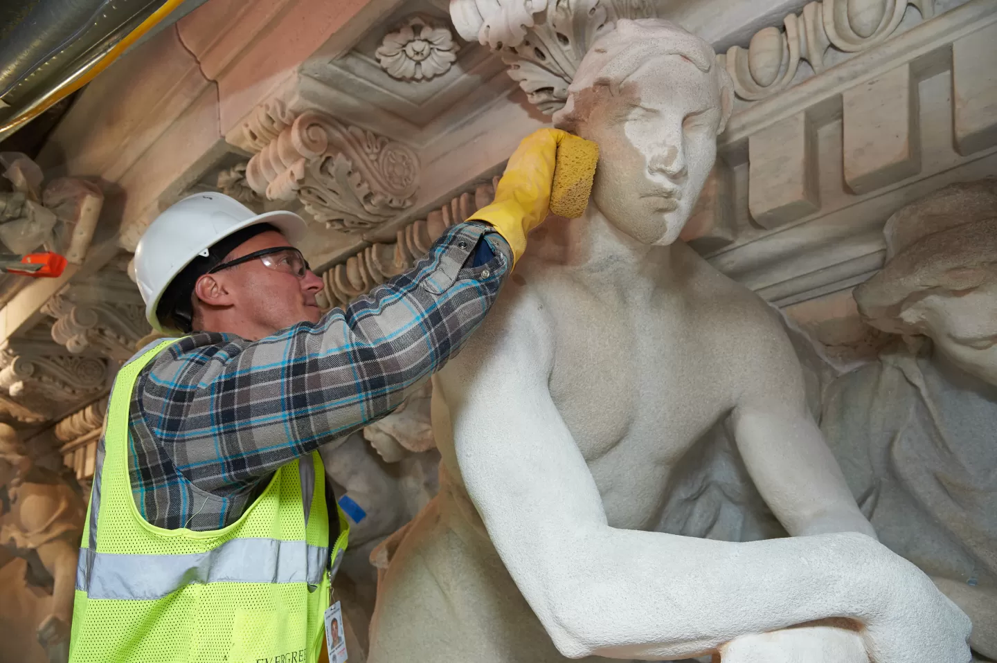 Stone preservation on the U.S. Capitol.