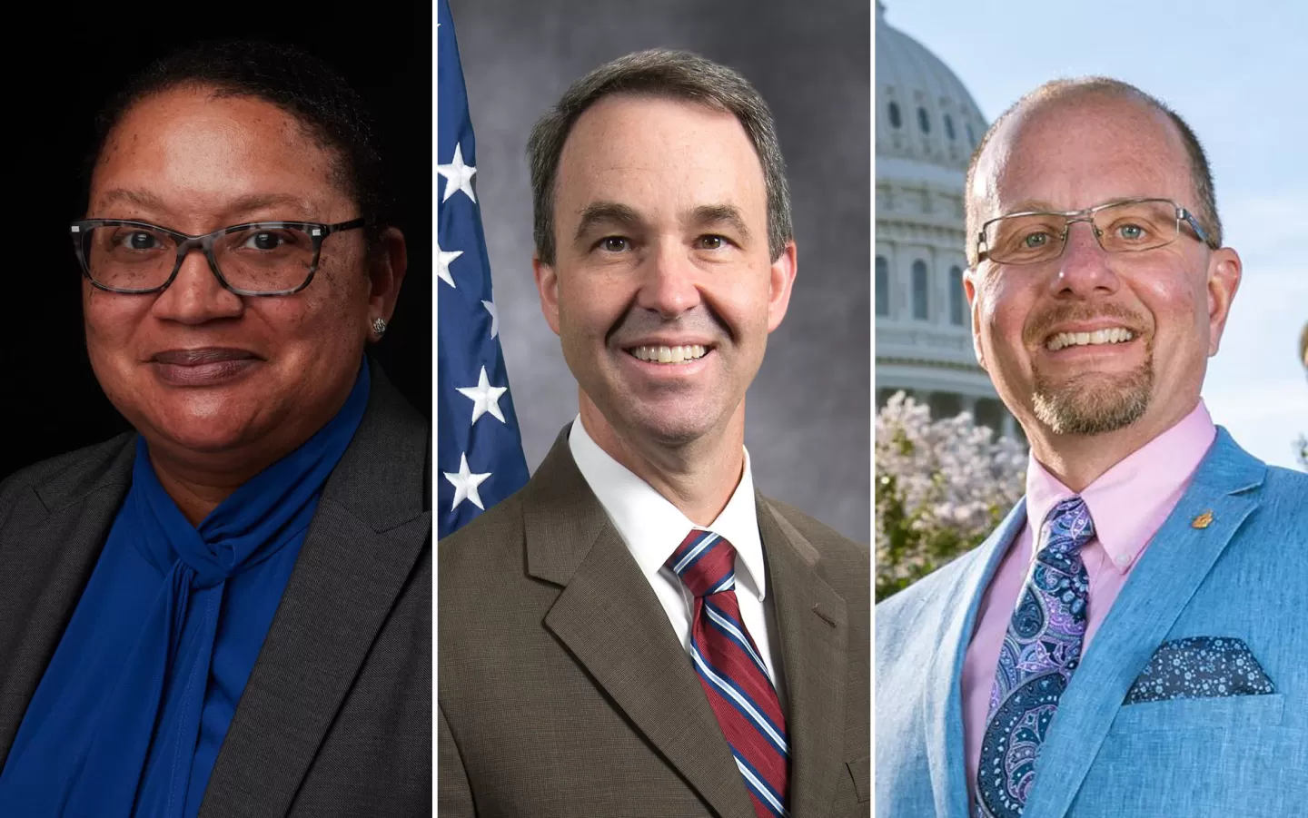 Portraits of Valerie Hasberry, Mark Reed and James Kaufmann.