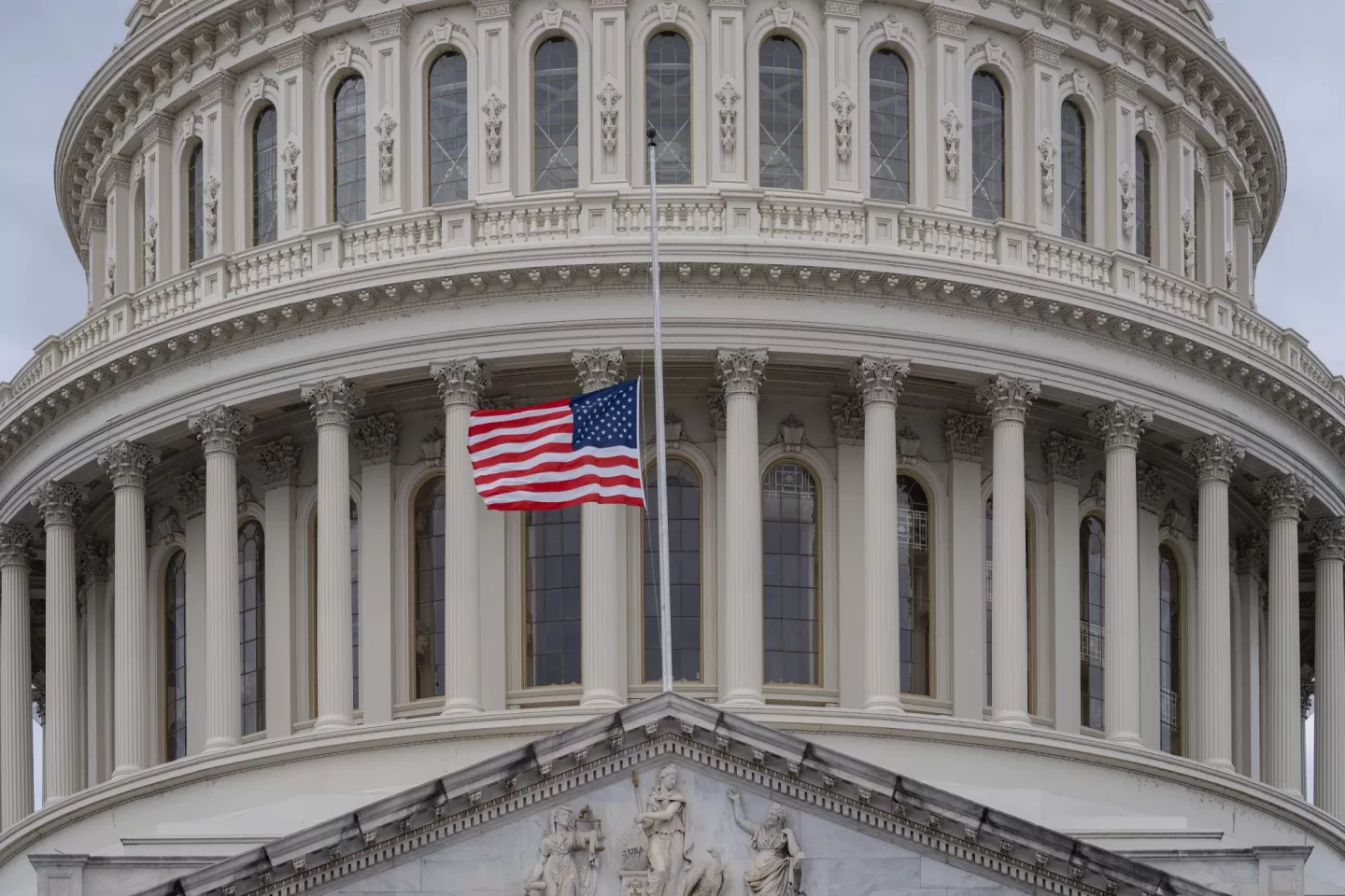 Flag flying at half staff.