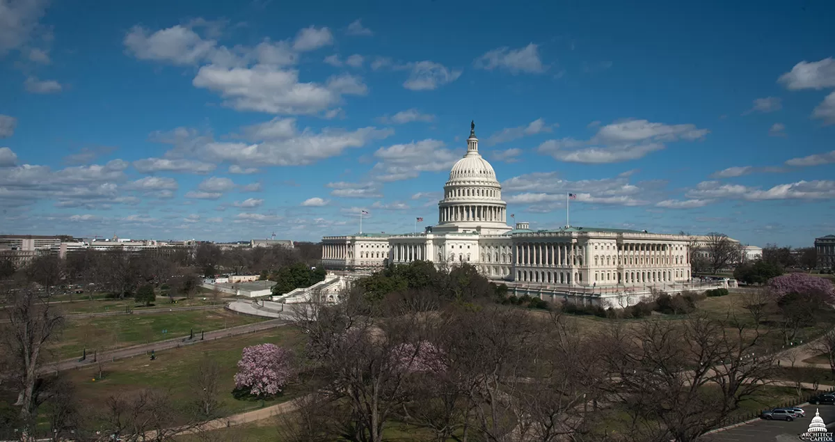 View of the U.S. Capitol from the southwest in March of 2017.