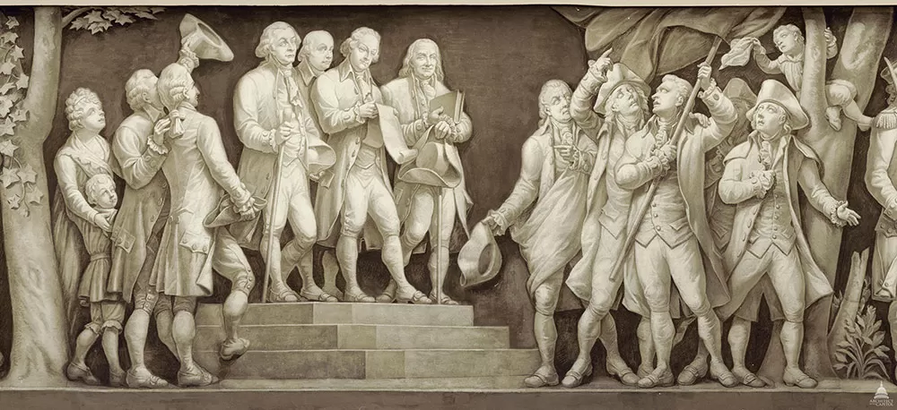 "Declaration of Independence" scene from the Frieze of American History found in the U.S. Capitol Rotunda.