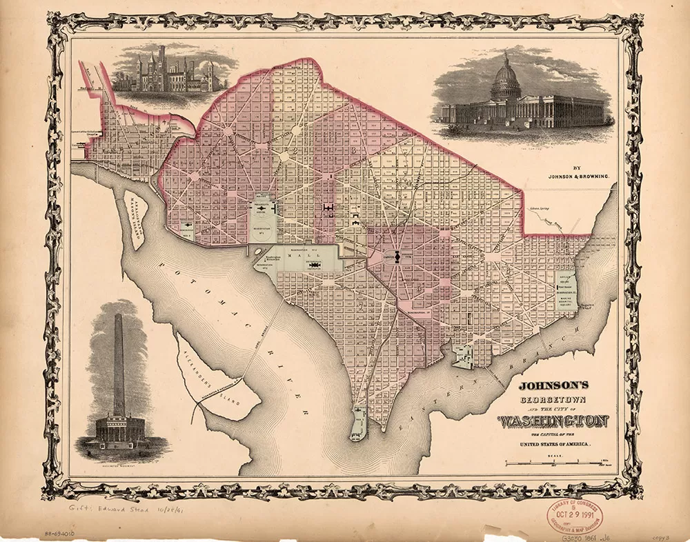 Map of Washington, D.C., in 1861.