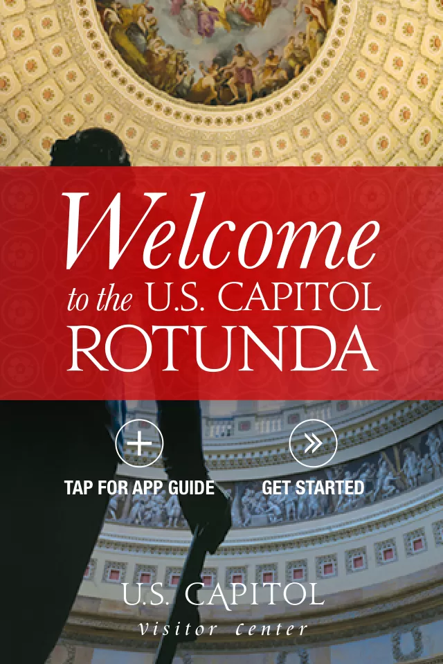 App screenshot. Text: "Welcome to the U.S. Capitol Rotunda"