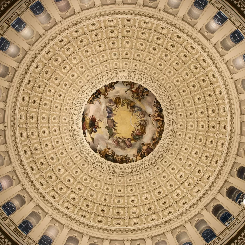 Looking straight up in the U.S. Capitol Rotunda.