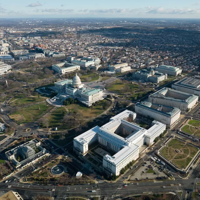 Aerial view of the U.S. Capitol campus in Washington, D.C.