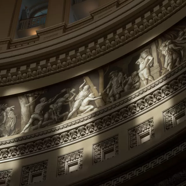 A portion of the Frieze of American History as seen in the Rotunda of the U.S. Capitol.