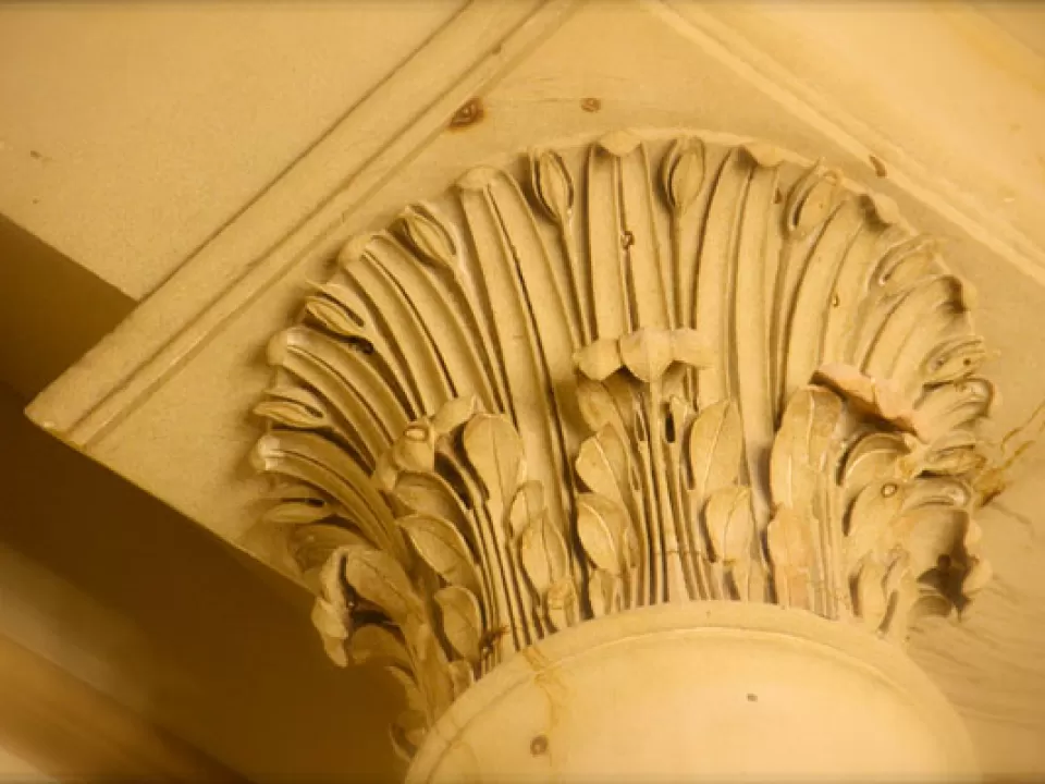 Corinthian columns adorned with water leaves in the U.S. Capitol's House Wing.