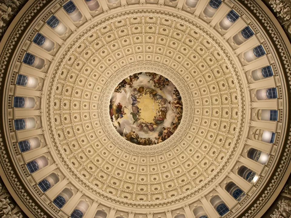 Looking straight up in the U.S. Capitol Rotunda.