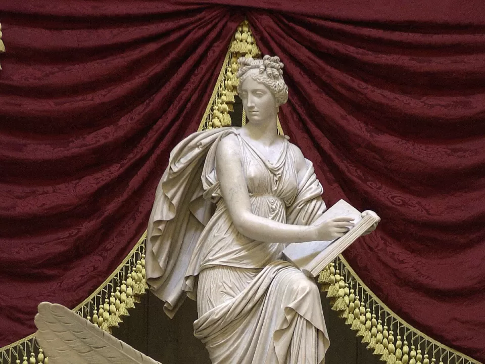 The Car of History clock in U.S. Capitol's National Statuary Hall.