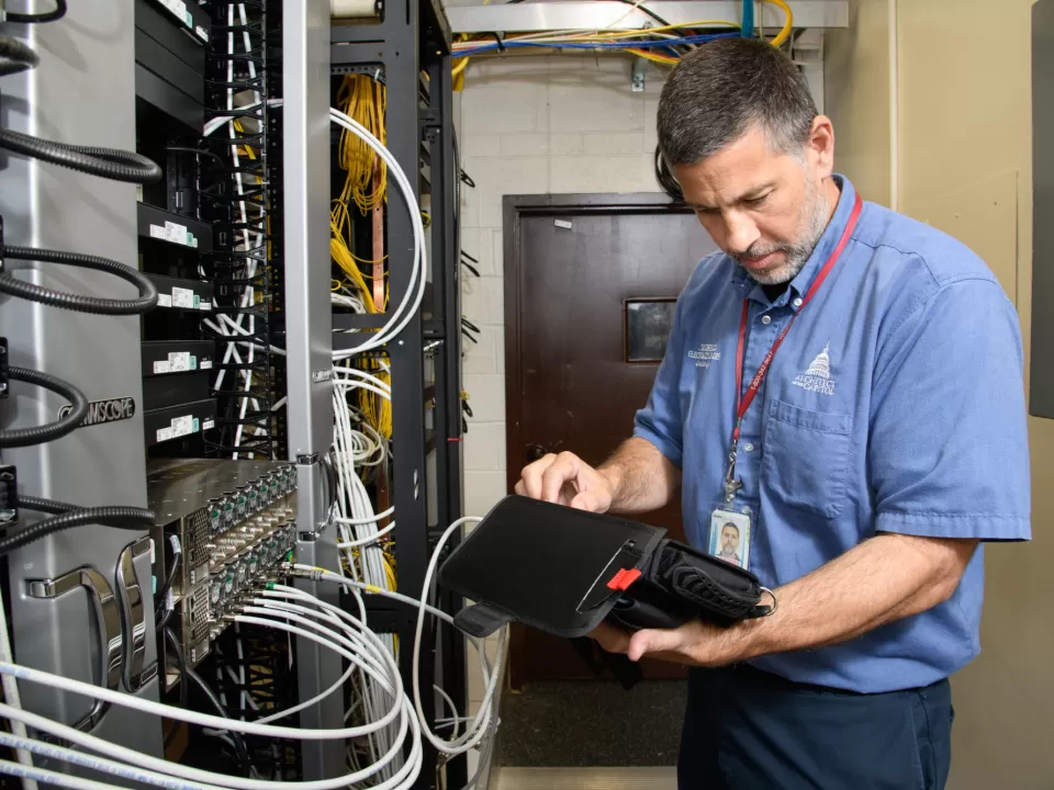John DeLorenzo, AOC Electronics Mechanic Leader at the Capitol Power Plant.