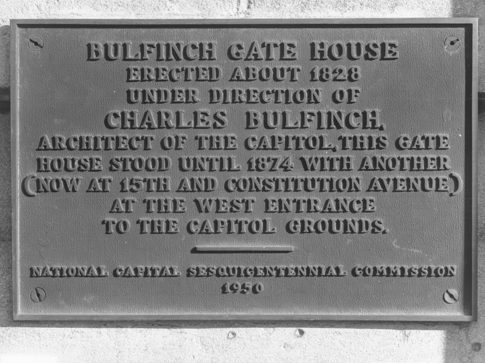 Plaque with text.