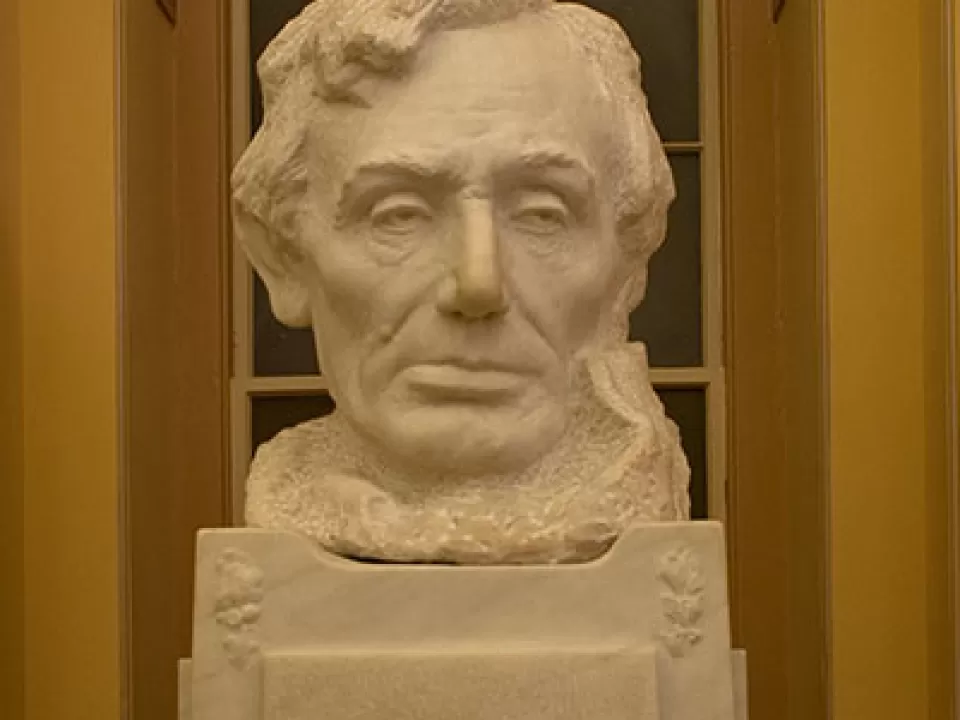 Large bust of Abraham Lincoln in the U.S. Capitol by Gutzon Borglum.