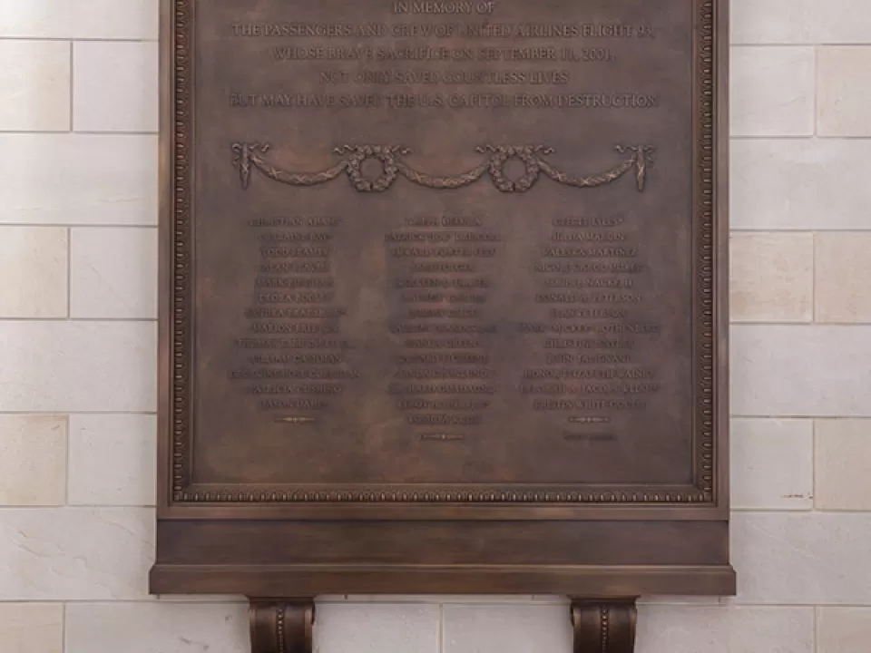 Flight 93 Memorial Plaque at the U.S. Capitol.