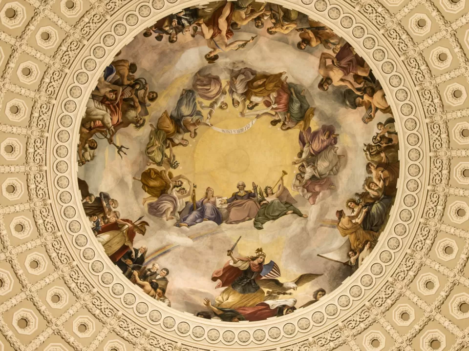 The Rotunda after restoration in 2016 and the Apotheosis.
