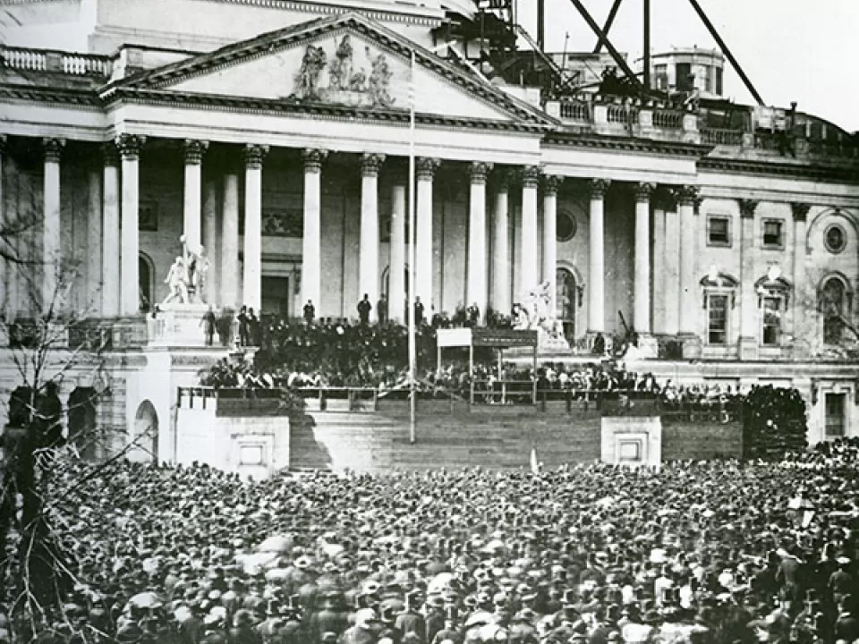 Abraham Lincoln's first presidential inauguration at the U.S. Capitol in 1861.