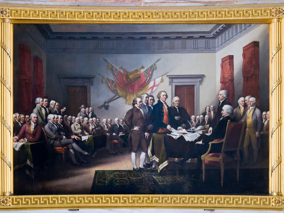 Declaration of Independence in Congress at the Independence Hall, Philadelphia, July 4, 1776 by John Trumbull.