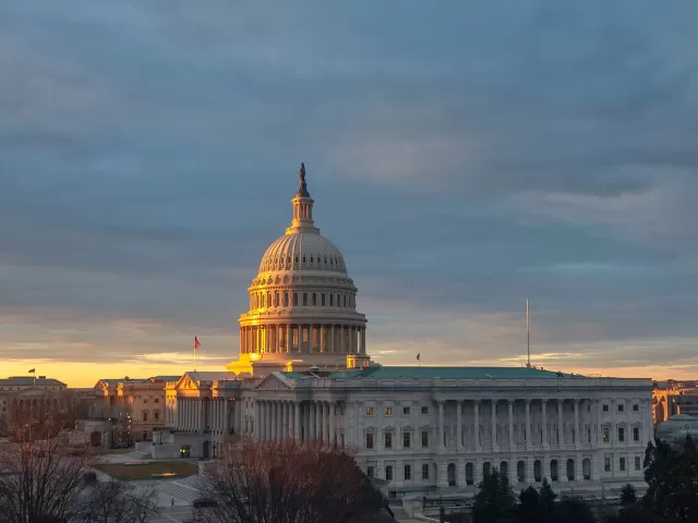 View of the U.S. Capitol during Sunrise in January 2019.