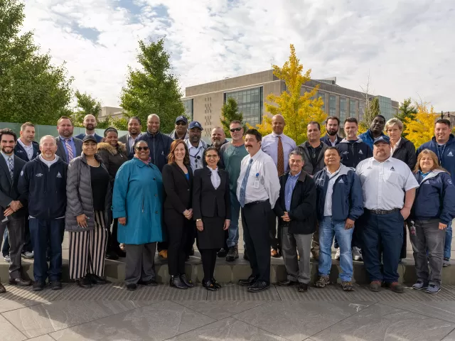A group of AOC employees at the Veterans Disabled for Life Memorial in Washington, D.C.