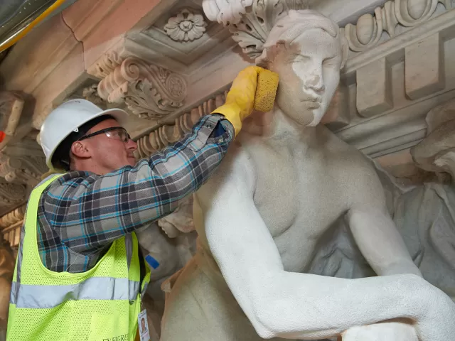 Stone preservation on the U.S. Capitol.