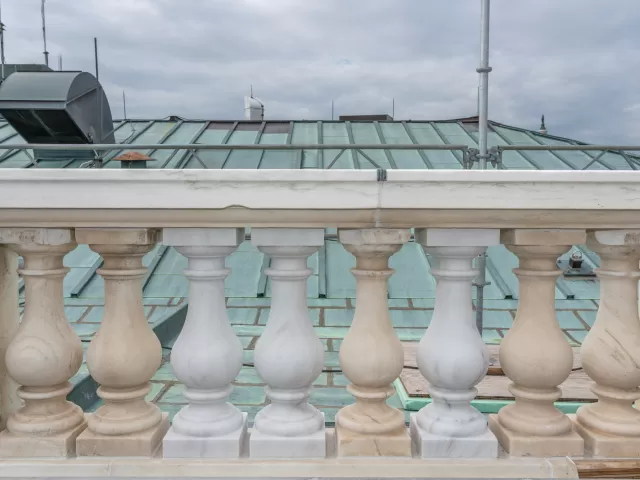 A balustrade at the Russell Senate Office Building.