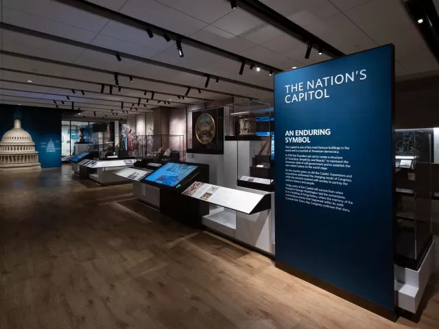 A portion of the new Exhibition Hall in the U.S. Capitol Visitor Center.