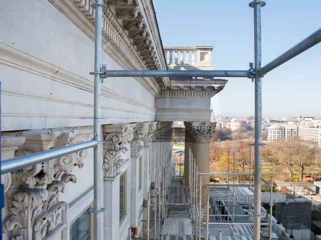 Scaffolding on a building.