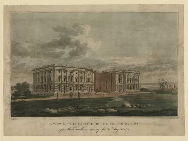 A view of the Capitol after the British burning on the 24th August 1814.