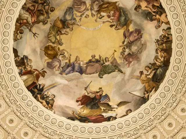 The Apotheosis of George Washington in the United States Capitol Rotunda.