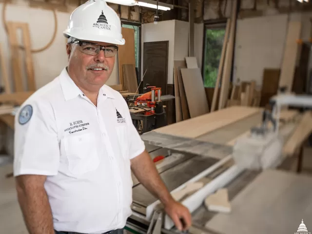 Bill Burns, an Architect of the Capitol Woodcrafter Supervisor in the Planning and Project Management's Construction Division.