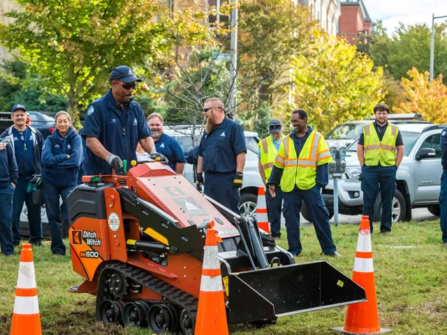 The Snow Rodeo training exercise on a new piece of snow removal equipment, the Ditch Witch SK600 mini skid steer