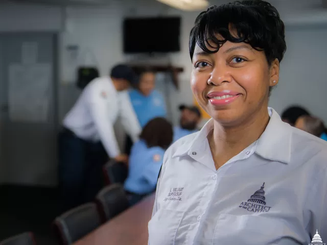 AOC's LaTisha Williams, custodial worker supervisor in the House Office Buildings Day Cleaning division.