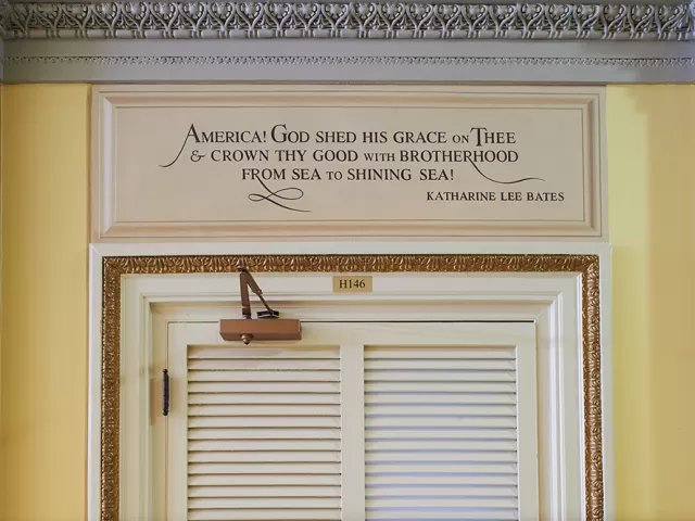 Words from the poem are painted above a door in the Cox Corridors of the U.S. Capitol.