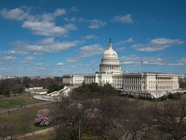 View of the U.S. Capitol from the southwest in March of 2017.