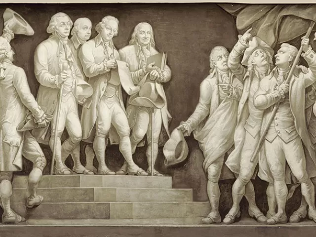 "Declaration of Independence" scene from the Frieze of American History found in the U.S. Capitol Rotunda.