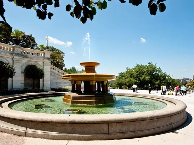 Circular fountain on the U.S. Capitol's West Front.