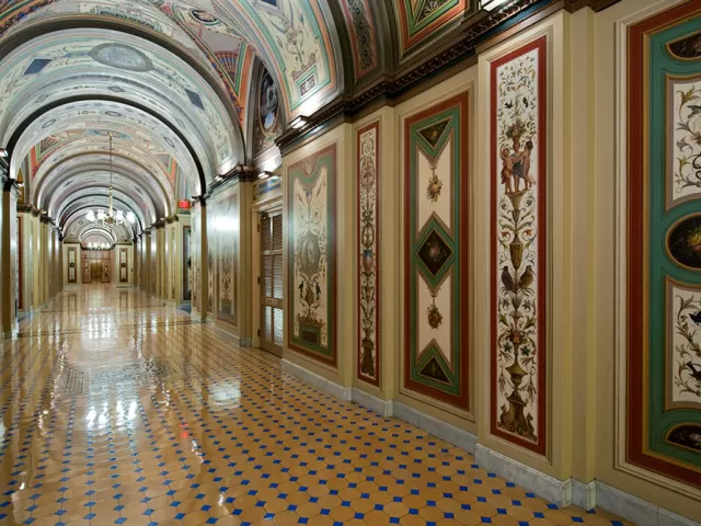 The Brumidi Corridors of the U.S. Capitol after conservation.