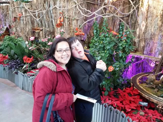 Two people at an exhibit.