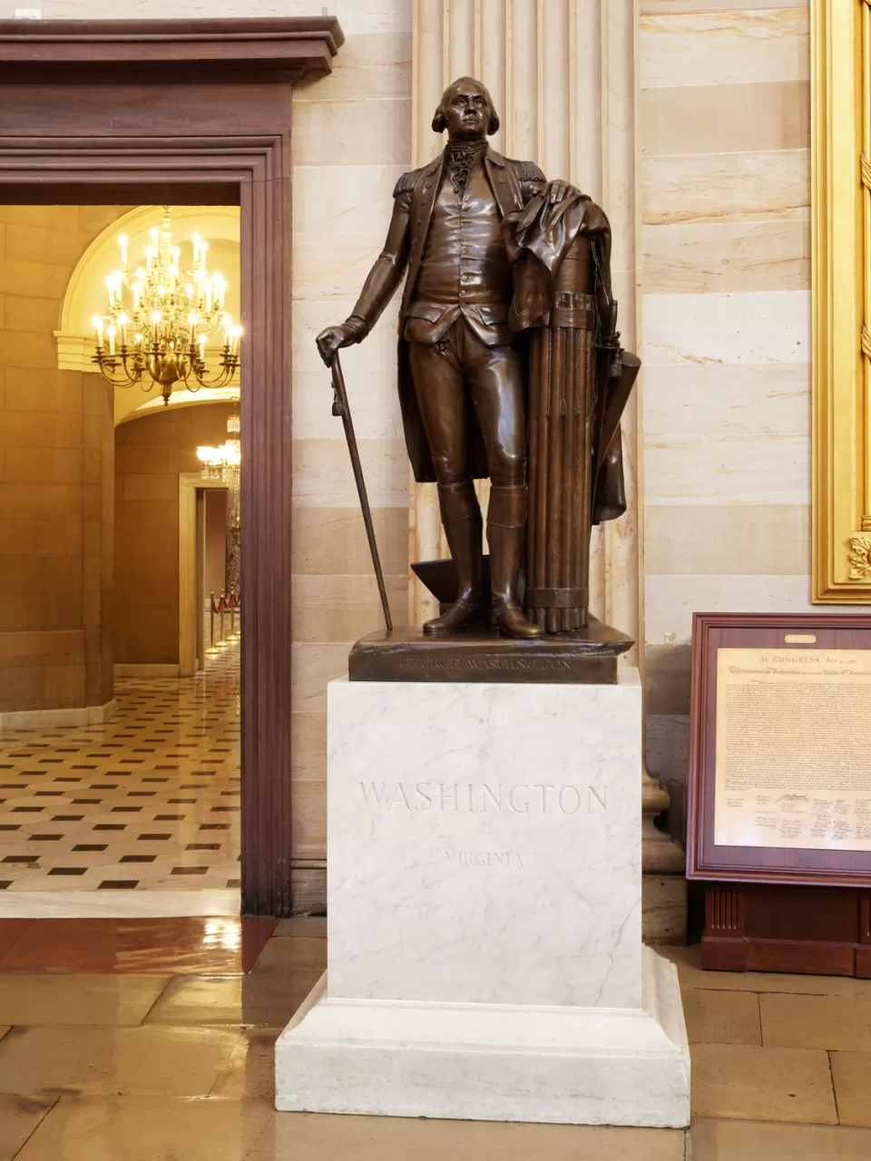 Statue of George Washington in the U.S. Capitol Rotunda.