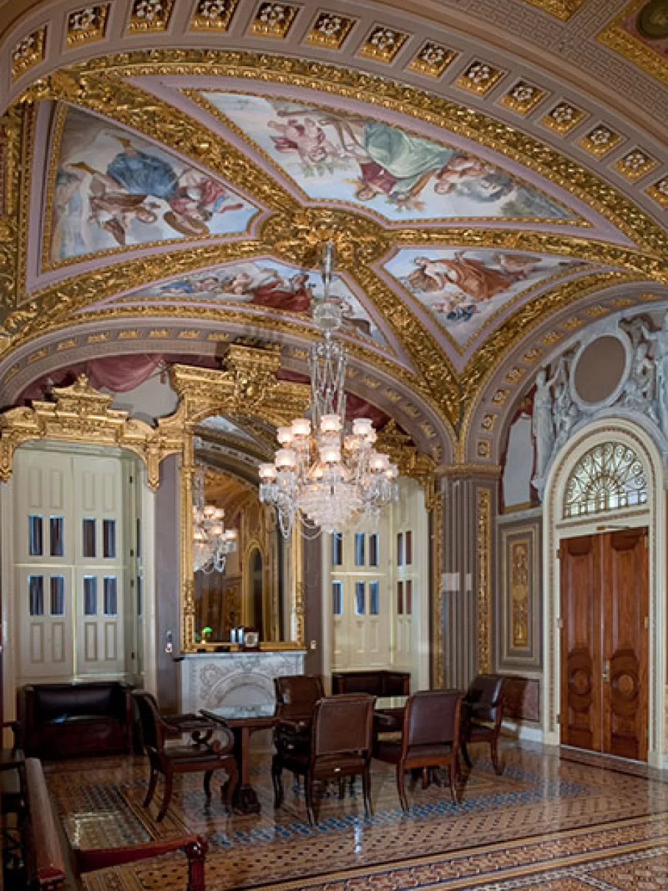 Room S-213 of the U.S. Capitol serves as the Senate Reception Room.